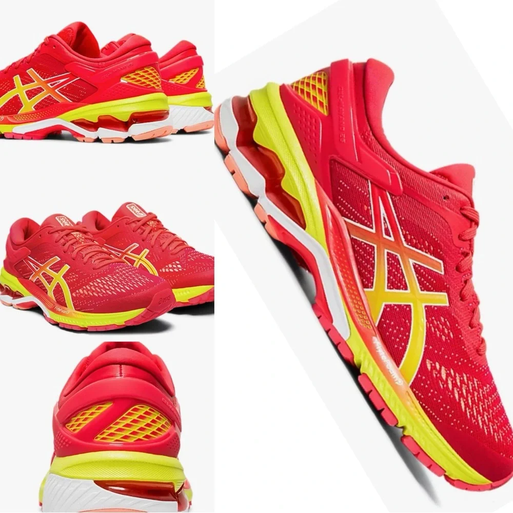 ASICS Vibrant Red and Yellow Athletic Shoes - Picture 2 of 6